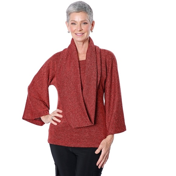 Nwt MARALLIS heavy knit top with detachable collar/scarf - Picture 1 of 7
